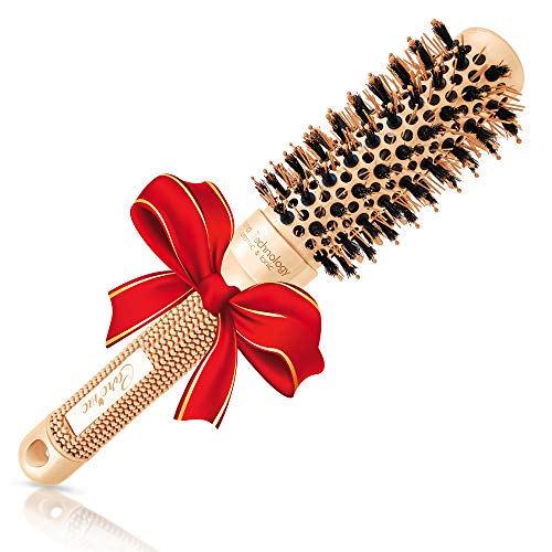 Book Cover Brazilian Blow out Round HairBrush with Natural Boar Bristles for Blow drying (1.7