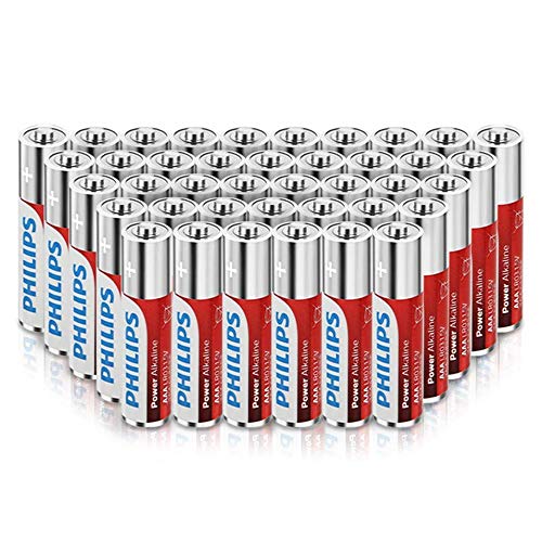Book Cover Philips AAA Batteries (40 Count), 1.5V Alkaline Batteries, 1100mAh Performance LR03 AAA Battery,LR03P4B/27