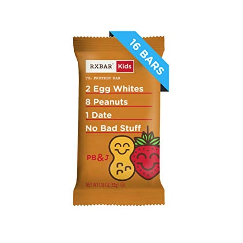 Book Cover RXBAR Kids, Peanut Butter and Jelly, Protein Bar, 1.16 Ounce (Pack of 16) Kids Protein Snack, Breakfast Bar, Lunchbox Snack
