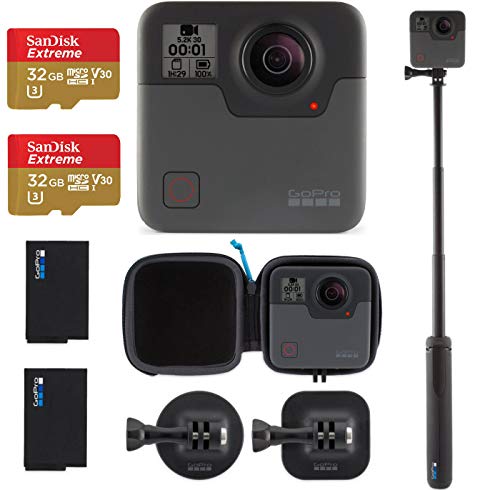 Book Cover GoPro Fusion - 360 Waterproof Digital VR Camera with Spherical 5.2K HD Video 18MP Photos, Bundle Kit with Extra GoPro Rechargeable Battery + 2 Pack SanDisk 32GB Extreme MicroSD Memory Card