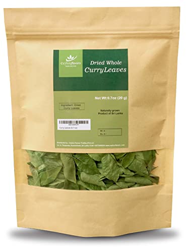 Book Cover Ceylon flavors Curry Leaves Gluten Free Naturally Air Dried Herbs Fresh Groceries with All Flavors Asian Food Indian Spices Pure and Organic - Kari Patta 0.7oz/ 20 g