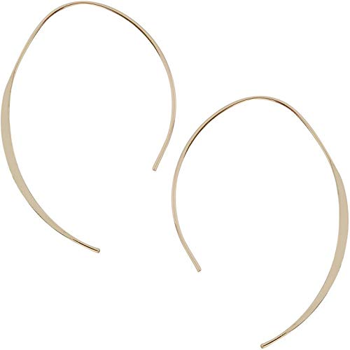 Book Cover Humble Chic Upside Down Hoops - Hypoallergenic Lightweight Open Wire Needle Drop Dangle Threader Earrings - Plated in 925 Sterling Silver or 18k Gold
