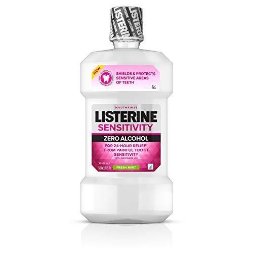 Book Cover Listerine Zero Alcohol Mouthwash 24-hour Relief for Painful Tooth Sensitivity, Fresh Mint, 16.90 Fl Oz