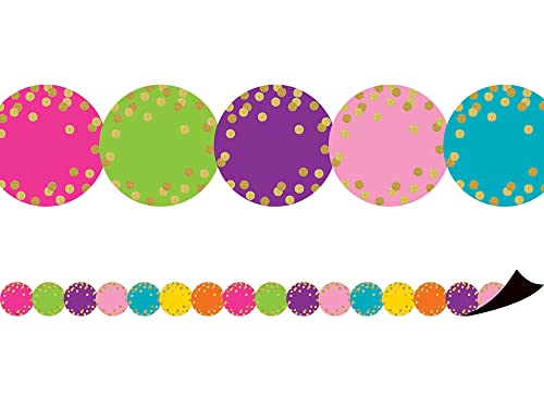 Book Cover Teacher Created Resources Confetti Circles Die-Cut Magnetic Border 24 x 1.5 inch