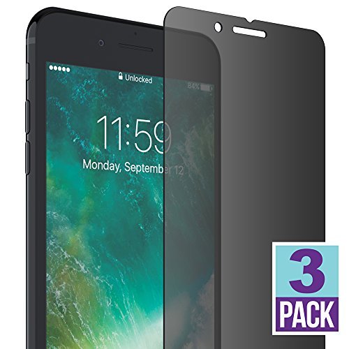 Book Cover FlexGear iPhone 7 8 Plus Privacy Glass Screen Protector [New Generation] Premium (3-Pack)
