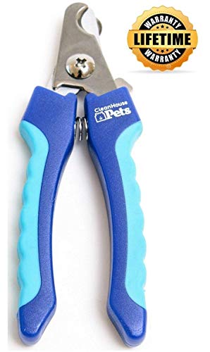 Book Cover CleanHouse Pets Dog and Cat Nail Clippers, with Pet Safety Guard & Lock | Stainless Steel, Very Easy to Use - Best Cat and Dog Nail Trimmers and Pet Clippers for Small Animals