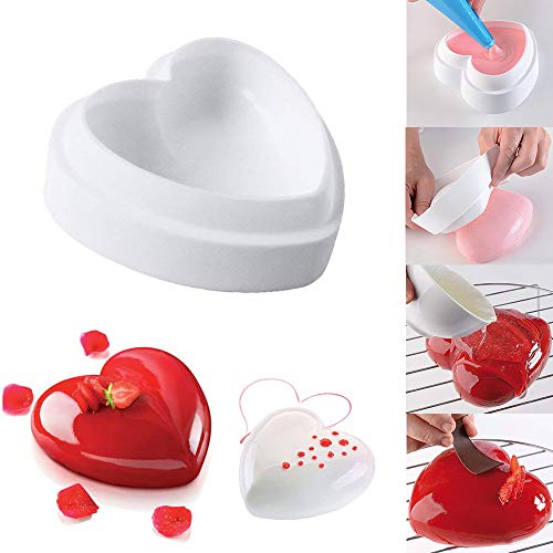 Book Cover Kalolary New Cake Mold-3D Love Heart Shape Cake Mold for DIY Mousse Ice Cream Chocolate Dessert Jelly Pastry Silicone Cake Molds Tools Non-Stick Cake Pan Trays