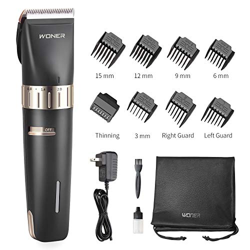 Book Cover WONER Hair Clippers Cordless Rechargeable Hair Trimmers Hair Cutting Kit Machine for Men, 2000mAh Lithium Ion, 8 Guards, Oil for Beginner Fathers Husband