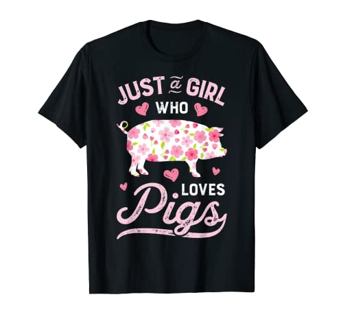 Book Cover Pig Just A Girl Who Loves Pigs Women Farmer Farm Flower T-Shirt