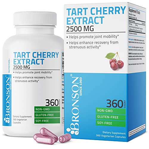 Book Cover Bronson Tart Cherry Extract 2500 mg Vegetarian Capsules with Antioxidants and Flavonoids Non-GMO, 360 Count