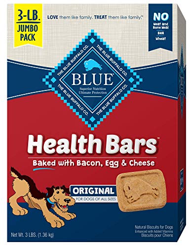 Book Cover Blue Buffalo Health Bars Natural Crunchy Dog Treats Biscuits Bacon, Egg & Cheese 48-oz box