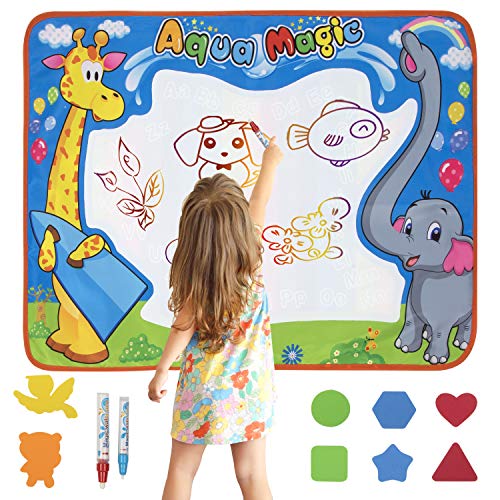 Book Cover Stockyfy Aqua Magic Mat Water Doodle Mat Water Drawing Play Mat Size 29.5 Ã— 20.4 Inches for Kids Boys Grils Educational Toys with 2 Magic Pens and Animals Templates