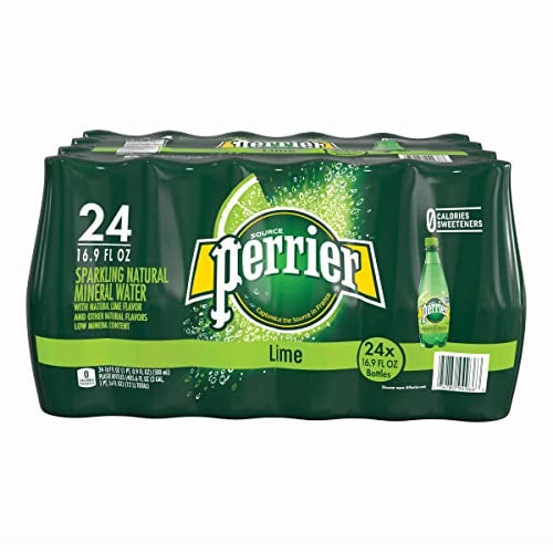 Book Cover Perrier Flavored Sparkling Mineral Water, Lime, 16.9 Oz, Pack of 24 Bottles