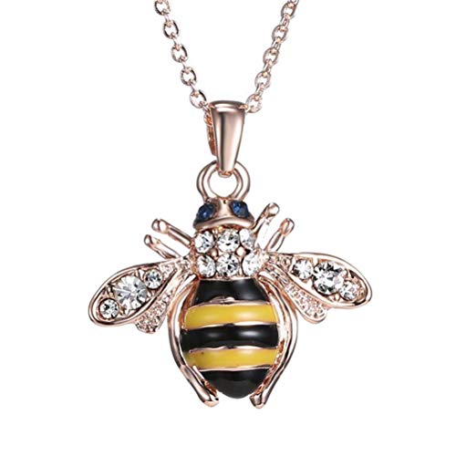 Book Cover Figaro Design Elegent Crystal Yellow Little Bee Colored Glaze Drip Honey Bee Little Bumblebee Pendant Necklace