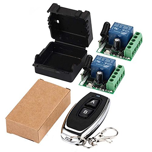 Book Cover QIACHIP 433Mhz Universal Wireless Remote Control Switch DC 12V 1CH Relay Receiver Module RF Transmitter 433 Mhz Remote Controls (Transmitters 2 Button+ 2 Receiver 1CH)