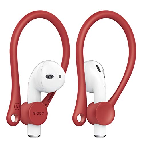Book Cover elago Upgraded Ear Hook Designed for Apple Airpods 1 & 2 and Designed for AirPods Pro, Ergonomic Design, Durable TPU Construction, Perfect for Exercising [Red]