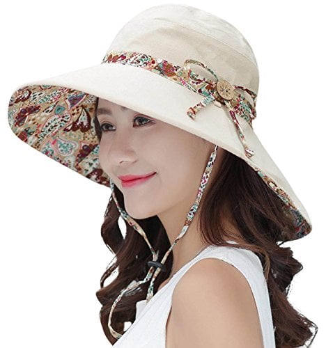 Book Cover HINDAWI Sun Hats for Women Packable Sun Hat Wide Brim UV Protection Beach Sun Cap