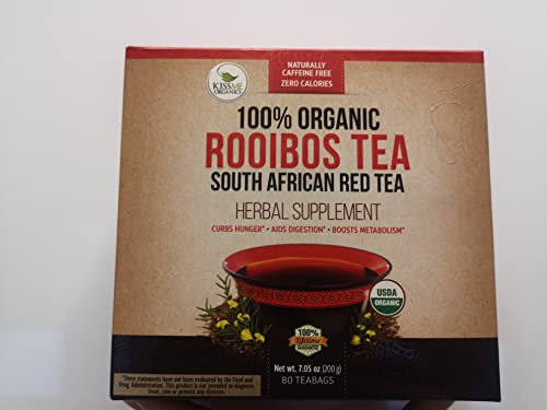 Book Cover Rooibos Tea - Raw Organic Vitamin Rich Digestive - 80 Tea Bags (Rooibos, (Pack of 1))