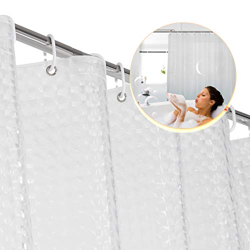 Book Cover FITNATE Eco-Friendly EVA INS Style Shower Curtain Liner, 72x72 3D,0.15 MM - Non Toxic, No Chemical Odor, Rust Proof Grommets with Plastic Curtain Hook (3D Crystal Pattern Clear)