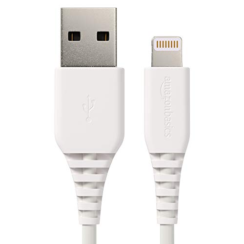Book Cover AmazonBasics Lightning to USB A Cable, MFi Certified iPhone Charger, White, 4 Inch