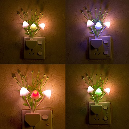 Book Cover Dirance Romantic Colorful Sensor LED Mushroom Wall Lamp Night Light Bedside Lamp for Kids Bedroom Decor (Multicolor)