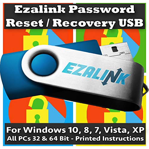 Book Cover Ezalink USB Password Reset Recovery for Windows 10, 8.1, 7, Vista, XP | #1 Best Unlocker Software Tool {For Any PC Computer}