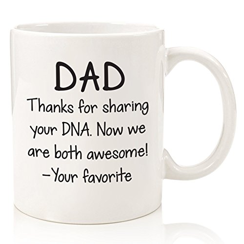 Book Cover Dad, Sharing Your DNA Funny Coffee Mug - Unique Father's Day Gifts for Dad - Best Dad Gifts from Daughter, Son, Child, Kids - Top Gag Bday Present Ideas for Men, Father, Him - Fun, Cool Novelty Cup