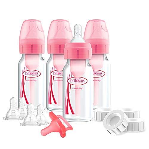 Book Cover Dr. Brown's Options Slow Flow Bottle Set for Breastfed Baby, 4 Ounce, Pink