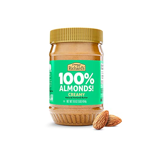 Book Cover Crazy Richard’s Almond Butter No Sugar Added, Made with Dry Roasted Almonds, Non-GMO Bulk Pack of 1 x 16oz Nut Butter Jar