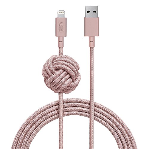 Book Cover Native Union Night Cable - 10ft Ultra-Strong Reinforced [Apple MFi Certified] Durable Lightning to USB Charging Cable with Weighted Knot for iPhone/iPad (Rose)