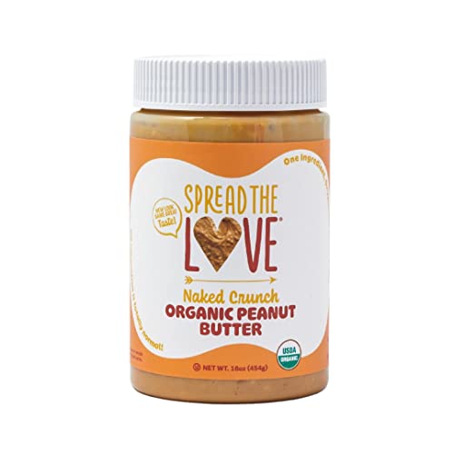Book Cover Spread The Love NAKED CRUNCH Organic Peanut Butter (Organic, All Natural, Vegan, Gluten-free, Creamy, Dry-Roasted, No added salt, No added sugar, No palm oil) (1-Pack)