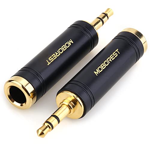 Book Cover MOBOREST 3.5mm M to 6.35mm F Stereo Pure Copper Adapter, 1/8 Inch Plug Male to 1/4 Inch Jack Female Stereo Adapter, Can be Used for Conversion Headphone adapte, amp adapte, Black Fashion 2-Pack