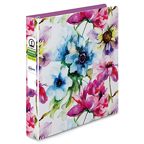 Book Cover Avery Fashion Ring Binder, Watercolor Flowers (26734)