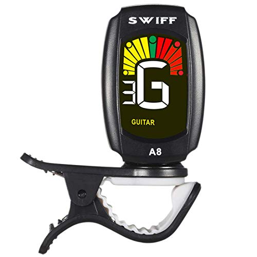 Book Cover Rinastore Clip-On Tuner For Guitar, Bass, Violin, Ukulele & Chromatic Tuning Modes, Large Colorful LCD Display (RN-A8CS)