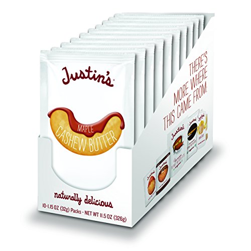 Book Cover Justin's Maple Cashew Butter Squeeze Packs, Gluten-free, Non-GMO, Responsibly Sourced, Pack of 10 (1.15oz each)