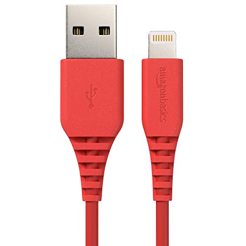 Book Cover AmazonBasics Lightning to USB A Cable, MFi Certified iPhone Charger, Red, 4 Inch