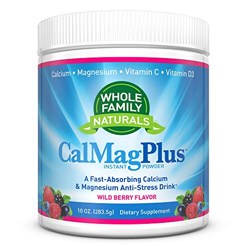 Book Cover Calcium Magnesium Powder Supplement - CalMag Plus with Vitamin C & D3 - Gluten Free, Non GMO, Wild Berry Flavor - Natural Calm & Stress Relief Cal Mag Drink