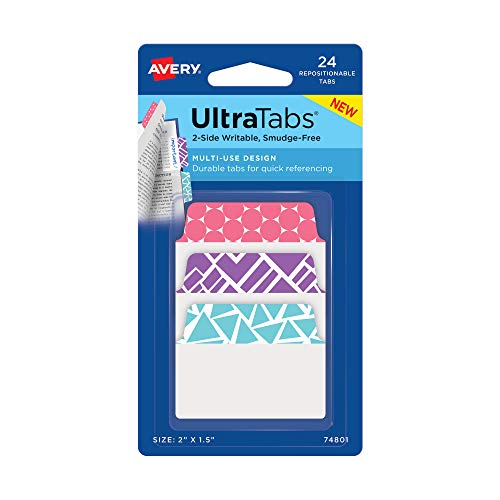 Book Cover Avery 74801 Multi-Purpose Tabs 5 x 3.8 cm 2 Repositionable Index Tabs