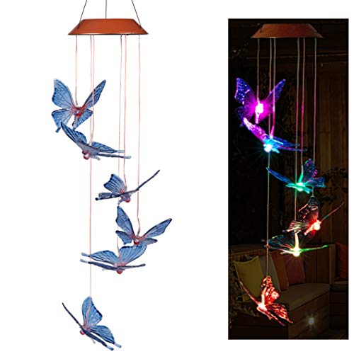 Book Cover xxschy LED Solar Butterfly Wind Chimes Outdoor - Waterproof Solar Powered LED Changing Light Color 6 Butterflies Mobile Romantic Wind-Bell for Home, Party, Festival Decor, Night Garden Decoration