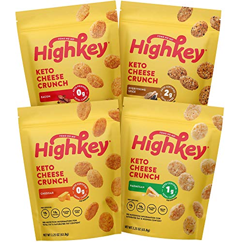 Book Cover HighKey Snacks Cheese Crunch - Cheese & Egg White High Protein Cheese Crisps - Low Carb, Keto Friendly, Gluten Free, Healthy Snack - Ketogenic Food For Any Diet with Natural Ingredients - Variety