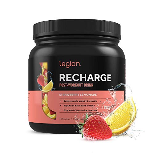 Book Cover Legion Recharge Post Workout Supplement - All Natural Muscle Builder & Recovery Drink With Micronized Creatine Monohydrate. Naturally Sweetened & Flavored, Safe & Healthy. Strawberry Lemonade, 60 Serv