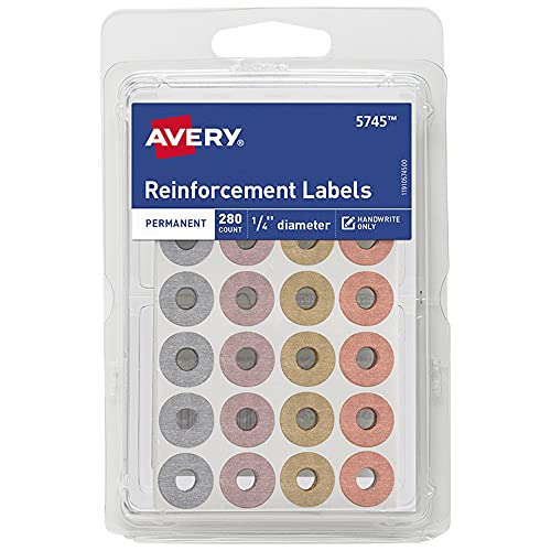 Book Cover Avery Self-Adhesive Hole Reinforcement Stickers, 1/4