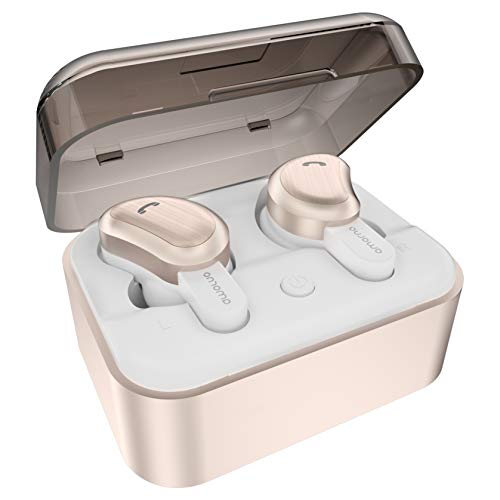 Book Cover Wireless Earbuds, AMORNO True Bluetooth Headphones in-Ear Deep Bass Noise Cancelling Earphones Mini Sweatproof Sports Headsets with Charging Case Built-in Mic