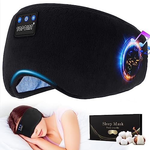 Book Cover TOPOINT Sleep Headphones, Bluetooth Sleep Mask with Bluetooth Headphones, Sleeping Headphones for Side Sleepers Sleep Eye Mask Travel Music Headsets with Microphone Handsfree Men Women Girls Gifts