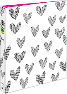 Book Cover Avery + Amy Tangerine Designer Collection Binder, 1â€ Round Rings, 175-Sheet Capacity, Hatchmark Hearts (28320)
