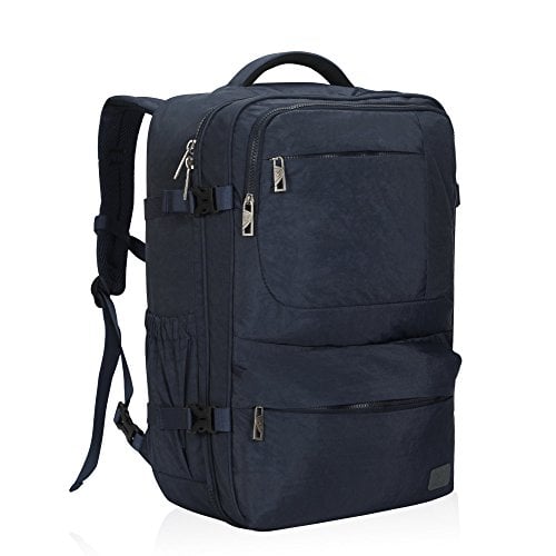 Book Cover Hynes Eagle 44L Carry on Backpack Flight Approved Compression Travel Pack Cabin Bag, Dark Blue