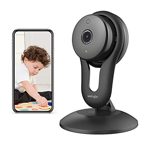 Book Cover UNIOJO Indoor Security Camera, 2.4GHz WiFi Camera with Motion Alert & Night Vision, Baby Camera Monitor with Two-Way Audio, Work with Alexa，Pet Camera for Home Support Cloud Storage and SD Card