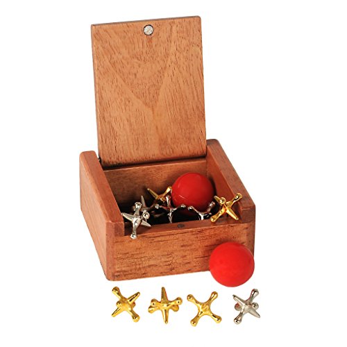 Book Cover WE Games Old-Fashioned Metal Jacks in a Wooden Box