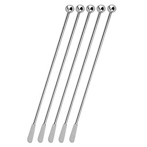 Book Cover UPZHIJI Stainless Steel Coffee Beverage Stirrers Stir Cocktail Drink Swizzle Stick with Small Rectangular Paddles (5Pcs offee stirrers)