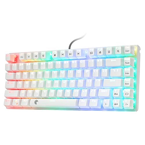 Book Cover HUO JI E-Yooso Z-88 RGB Mechanical Gaming Keyboard, Metal Panel, Brown Switches, Compact 81 Keys Hot Swappable for Mac, PC, Silver and White